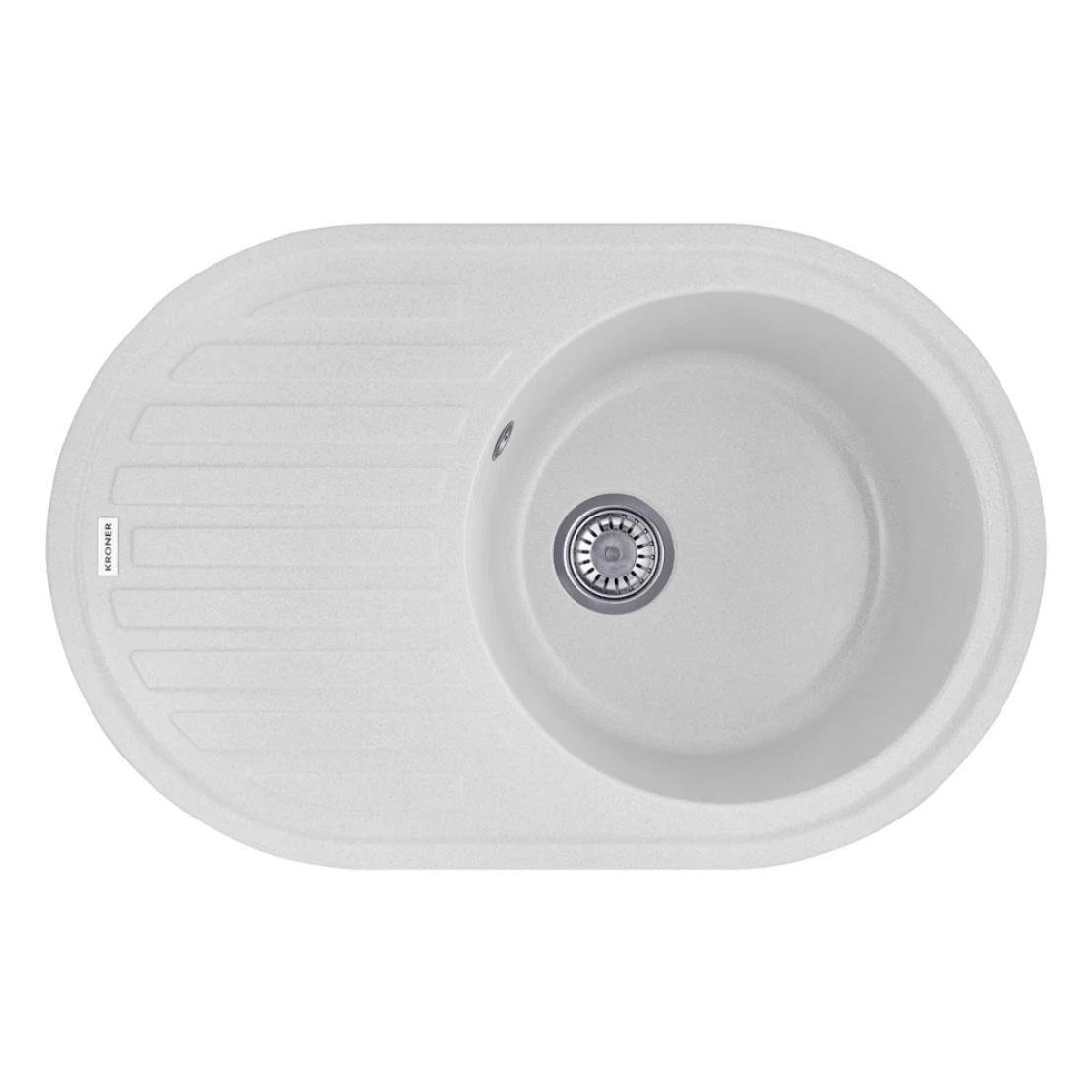 Мийка для кухні врізна Kroner KRP Komposit GRA 7750 овальна 770х500 мм Сірий (CV027419)