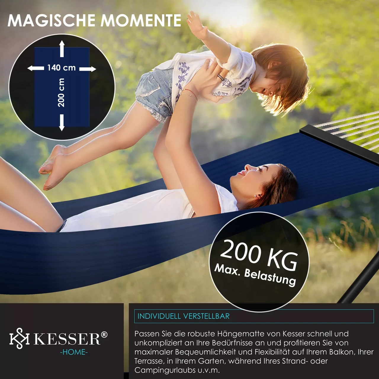 Гамак підвісний для саду та дачі KESSER 200 кг 360x120x115 см (4255598323192) - фото 5 Гамак підвісний для саду та дачі KESSER 200 кг 360x120x115 см (4255598323192) - фото 5