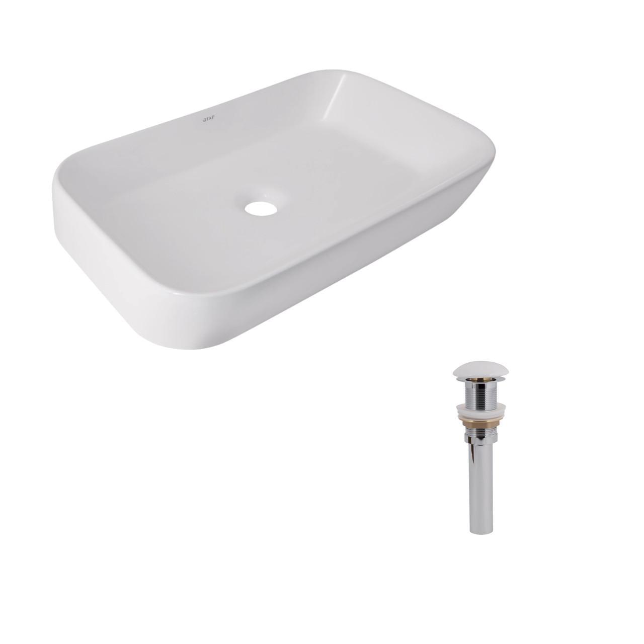 Комплект Qtap Scorpio накладная раковина 550x390x120 мм White и донный клапан Pop-up PU02 (2698588004)