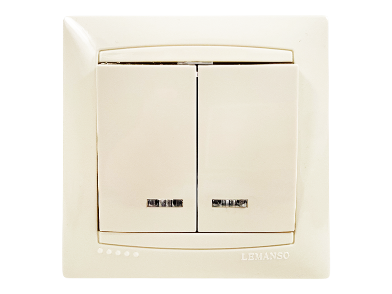 Выключатель 2-клавишный Lemanso Сакура с подсветкой LED Кремовый (LMR1107) Выключатель 2-клавишный Lemanso Сакура с подсветкой LED Кремовый (LMR1107)