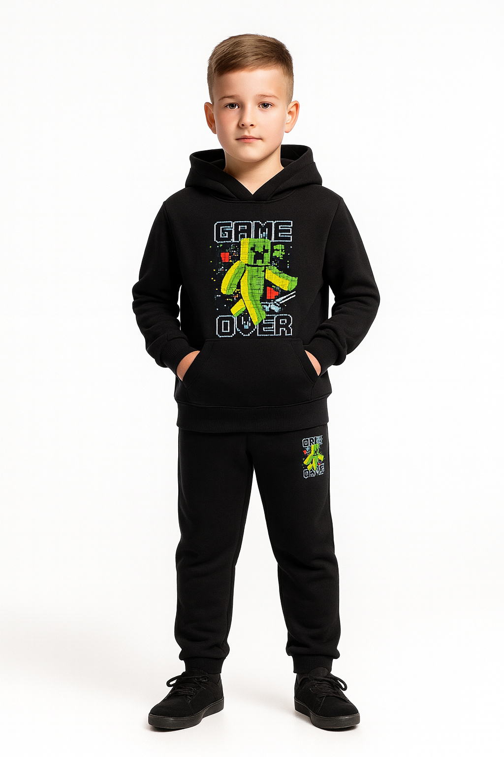 Спортивний костюм дитячий Game Over Minecraft теплий тринитка з начосом 140 см