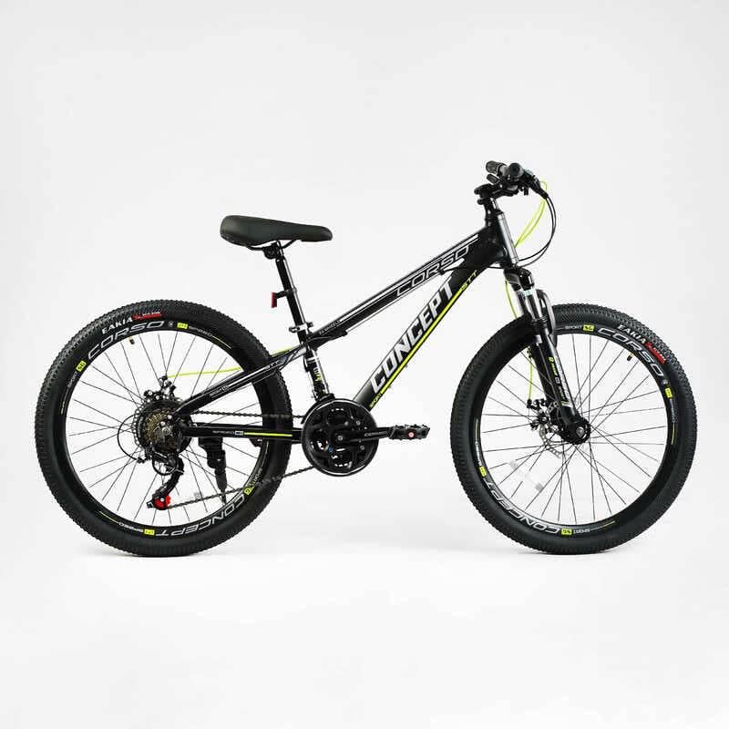 Велосипед спортивный Corso 24" Concept 21 скорость алюминиевая рама 11" переключатели Shimano Black (138256)
