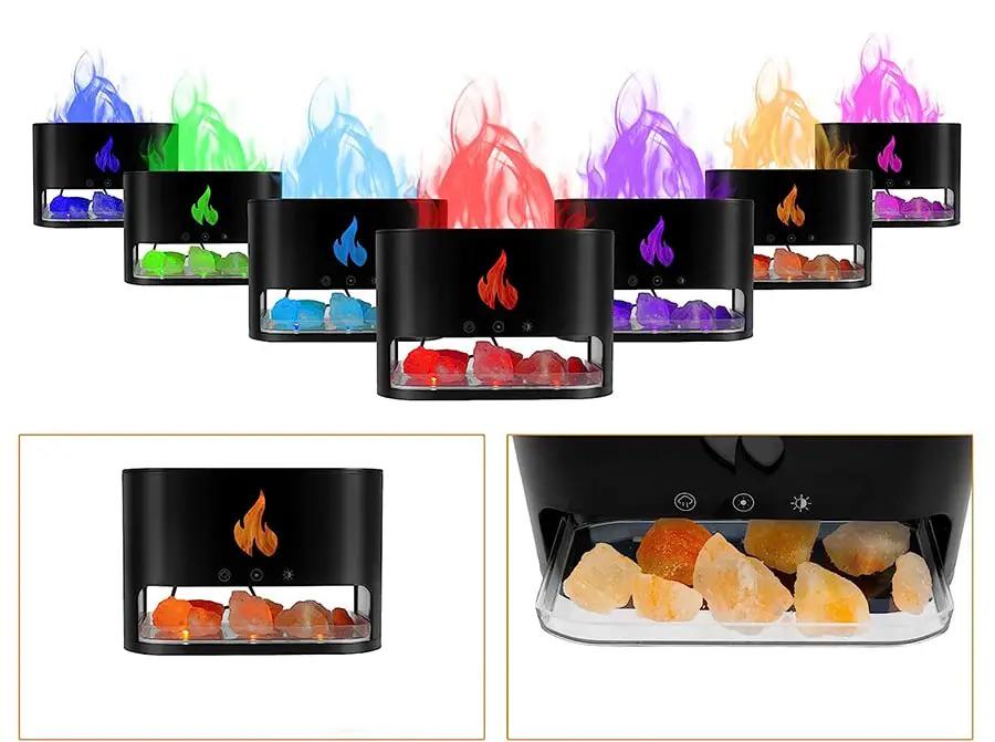 Увлажнитель воздуха соляная лампа 3в1 с эффектом пламени гималайская соль для ароматерапии и подсветка Черный - фото 7 Увлажнитель воздуха соляная лампа 3в1 с эффектом пламени гималайская соль для ароматерапии и подсветка Черный - фото 7