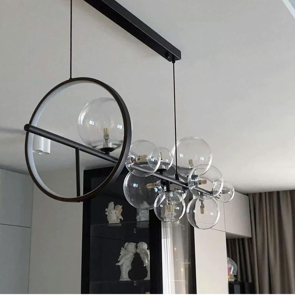 Світильник дизайнерський рейковий на 10 плафонів 120 см (AT 33/10 BK) - фото 1 Світильник дизайнерський рейковий на 10 плафонів 120 см (AT 33/10 BK) - фото 1