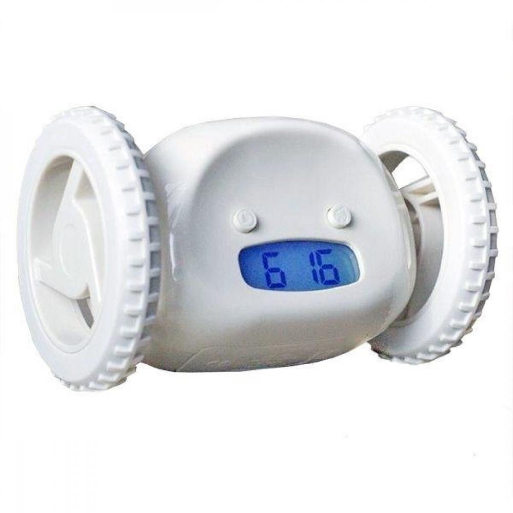 Убегающий будильник на колесиках White