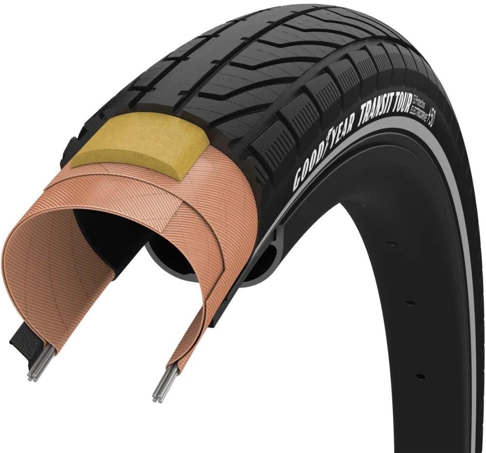 Покрышка GoodYear 700x50 50-622 Transit Tour S3 Protection Wire + reflective strips 60tpi Black Покрышка GoodYear 700x50 50-622 Transit Tour S3 Protection Wire + reflective strips 60tpi Black