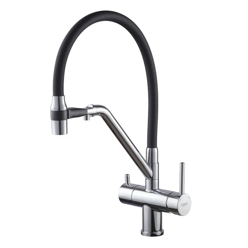 Смеситель для кухни KOER KB-72006-01 с выходом для питьевой воды силиконовый излив (KR3379)