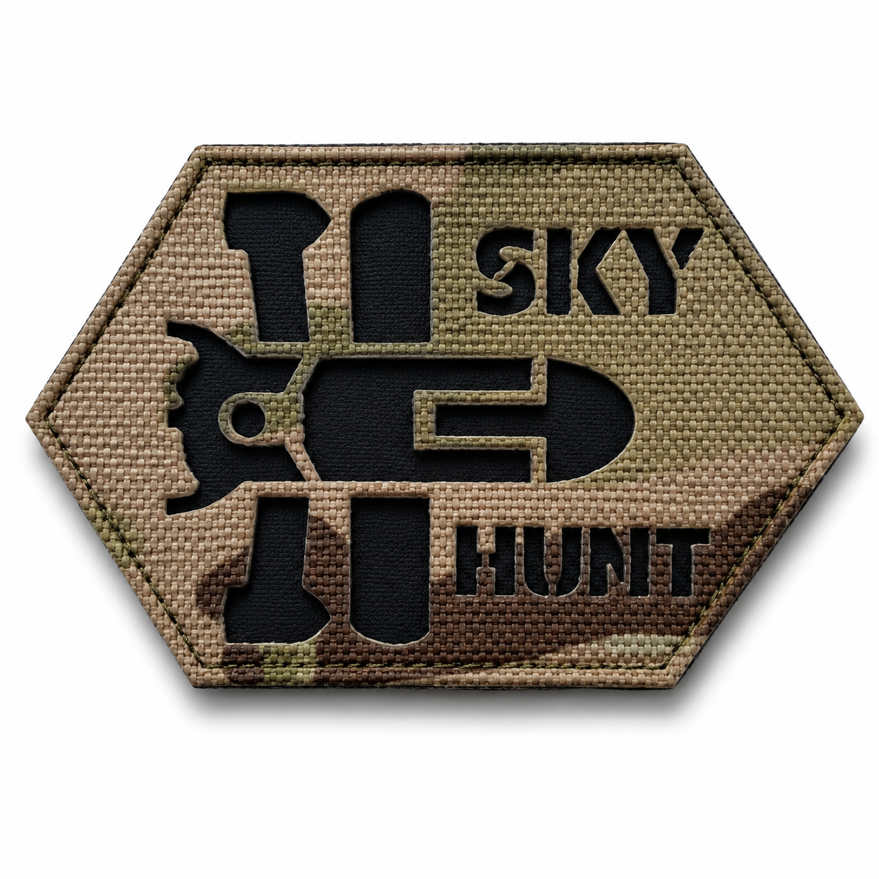 Шеврон на липучке Laser Cut Перехватчик Sky Hunt 8х5 см Мультикам/Черный