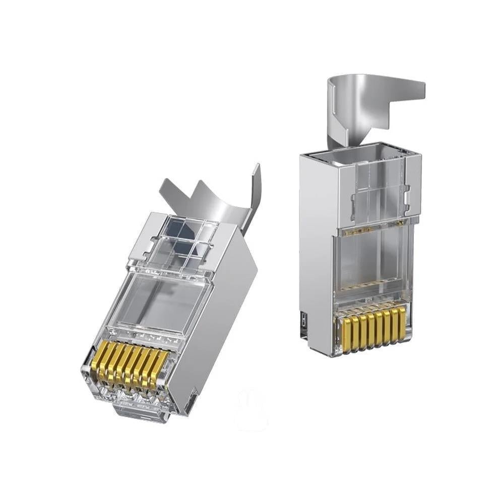 Интернет-соединители UGREEN Cat.7 FTP 8P8C 10 Гбит/с 600 МГц разъем RJ45 LAN RJ 45 Ethernet 10 шт. Серебристый (50634)