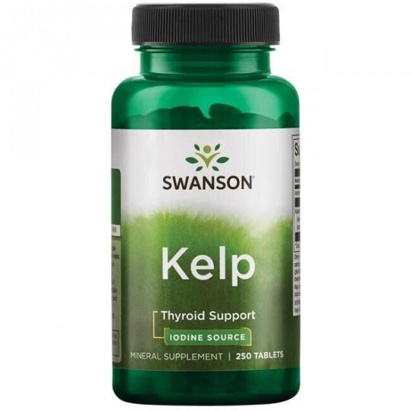 Добавка источник йода Swanson Kelp Iodine Source для поддержки щитовидной железы 225 mcg 250 таблеток