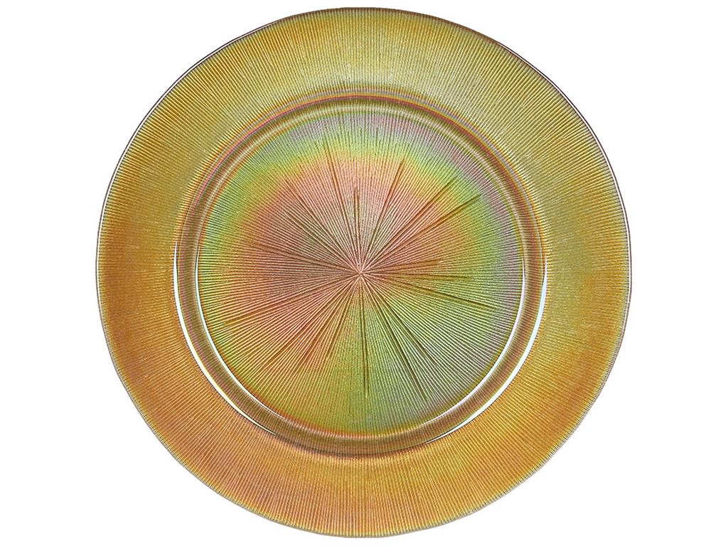 Блюдо стеклянное 33х2,5 см Золотой перламутр (BDI-992-185)