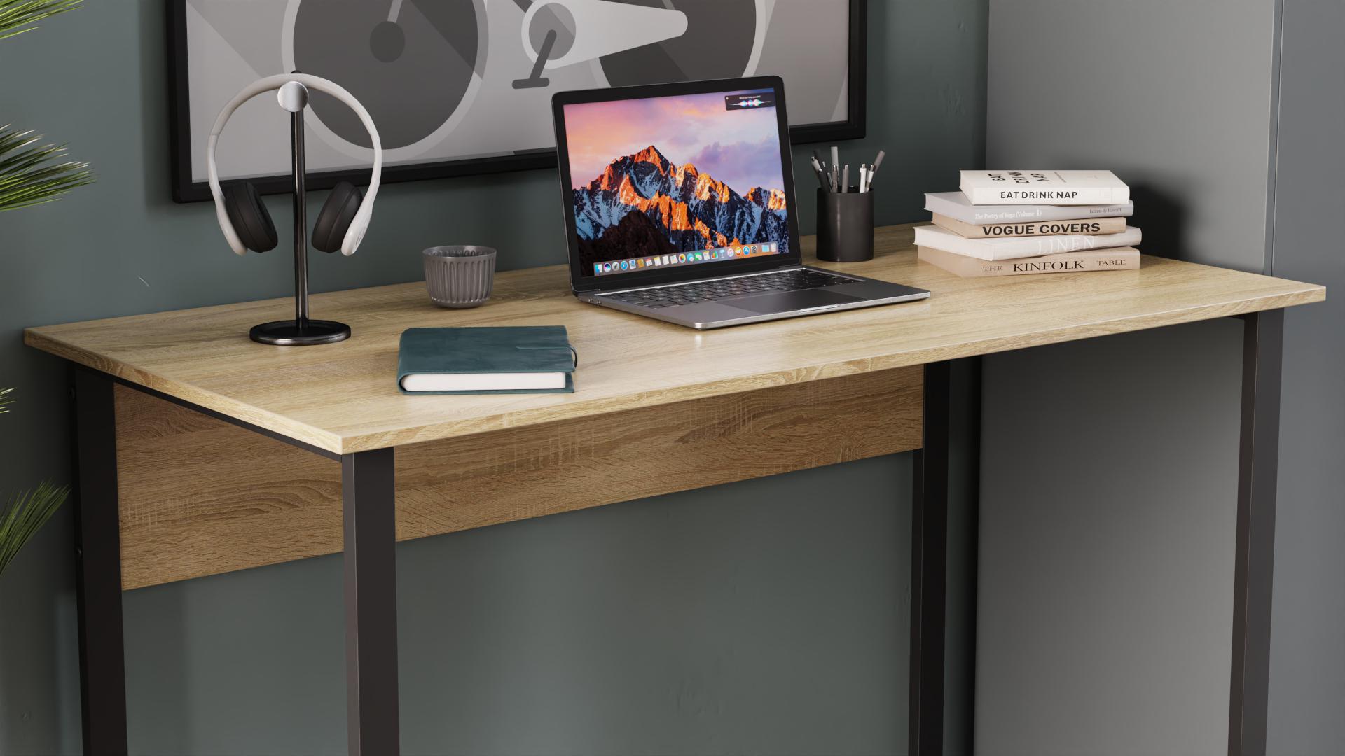 Комп'ютерний стіл Ferrum-decor Курт ДСП 16 мм 75x140x70 см Чорний/Дуб Сонома (FRD-103943) - фото 2 Комп'ютерний стіл Ferrum-decor Курт ДСП 16 мм 75x140x70 см Чорний/Дуб Сонома (FRD-103943) - фото 2