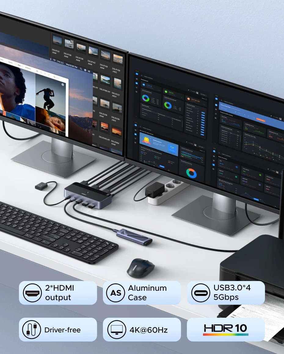 Коммутатор UGREEN HDMI-HDMI с поддержкой HDR 3D для 2 ПК Black (55455) - фото 8
