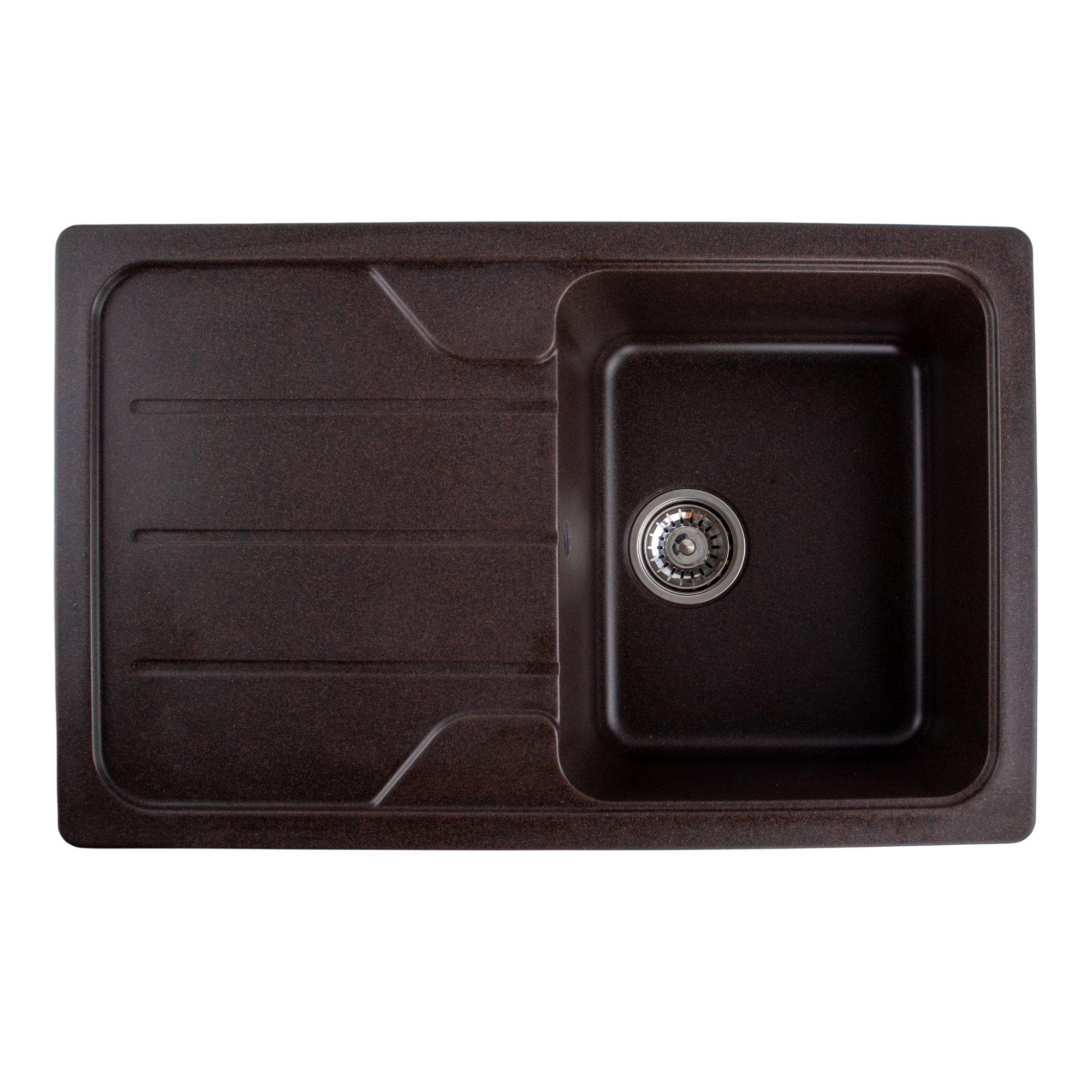 Мийка для кухні гранітна Platinum 7850 CAMELIA глянцева Шоколадний