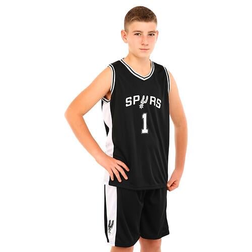 Форма баскетбольная детская NBA клуб Spurs 1 BA-9972 M 122–128 см Черно-белый (30707045)