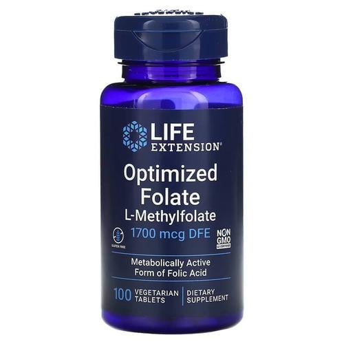 Фолиевая кислота B-9 Life Extension Optimized Folate 1,700 mcg DFE 100 табл. (LEX-19391)