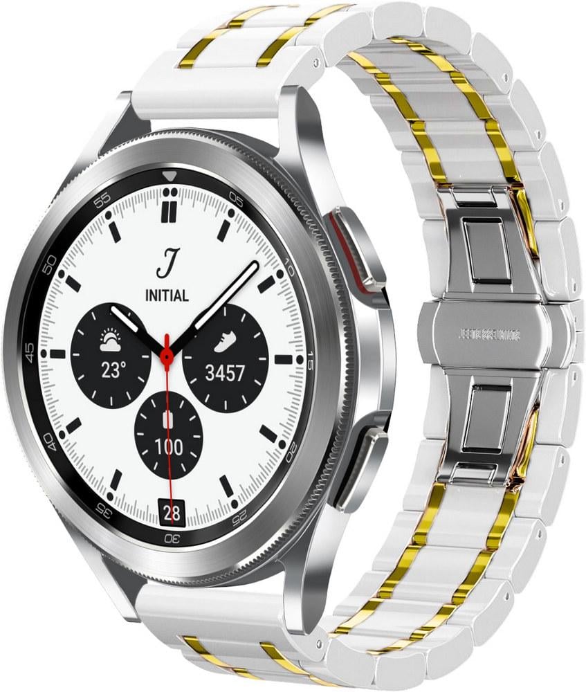 Ремінець керамічний Ceramo для Galaxy Watch 4 Classic 42 мм White/Gold (28727-65)