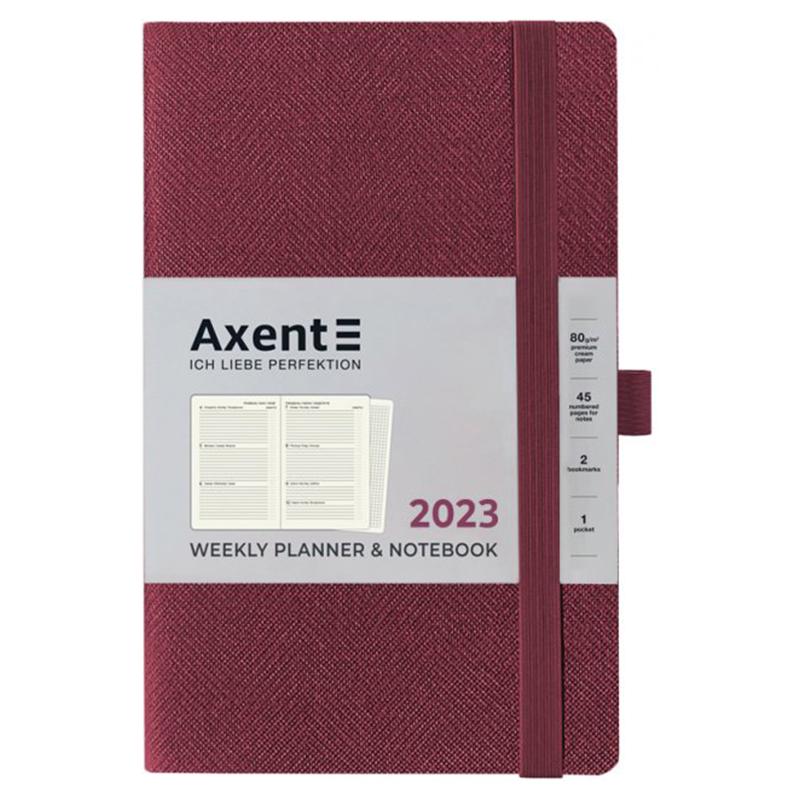 Еженедельник Axent 2023 Partner Soft Fabric 125х195 Бордовый (8514-23-05-A)