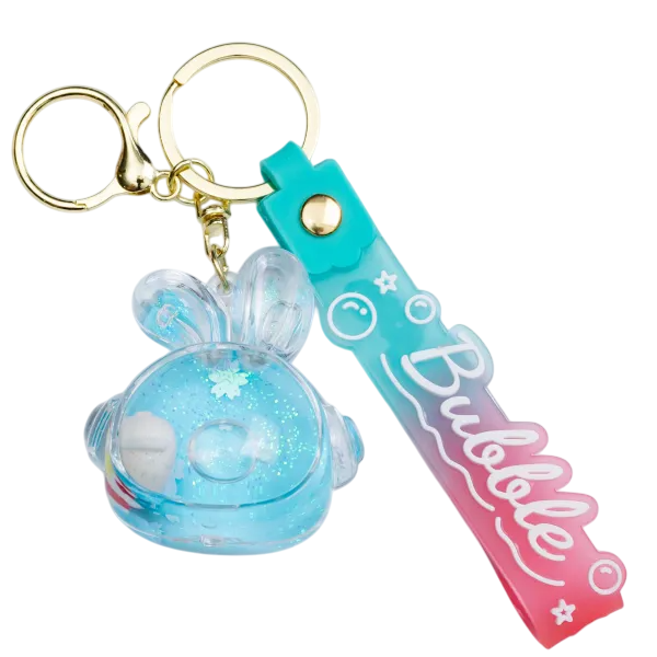 Брелок для ключей Bubble с блестками 5х5,5 см Голубой