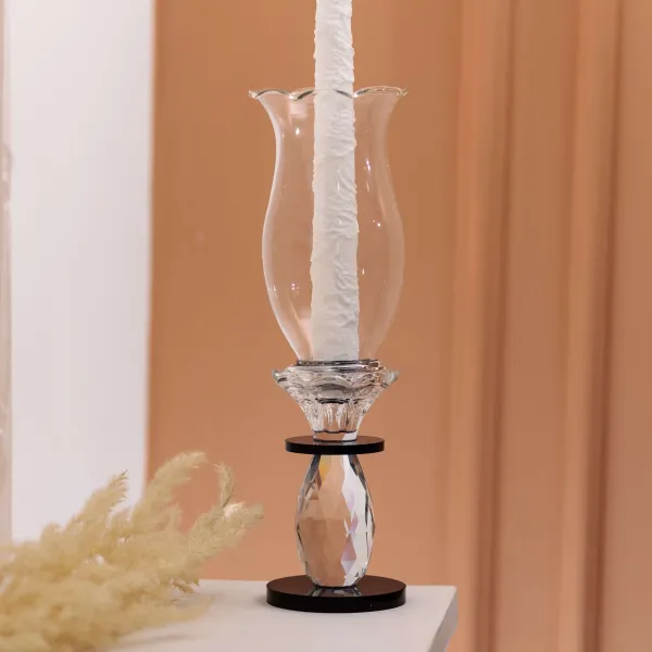 Свічник декоративний Fantasy скляний 25,5 см Прозорий/Чорний - фото 4