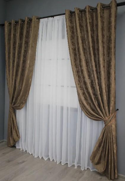 Комплект штор на люверсах Sultan YL жакард 1,5х2,5 м 2 шт. Коричневий (1203ш 37-0060) - фото 2