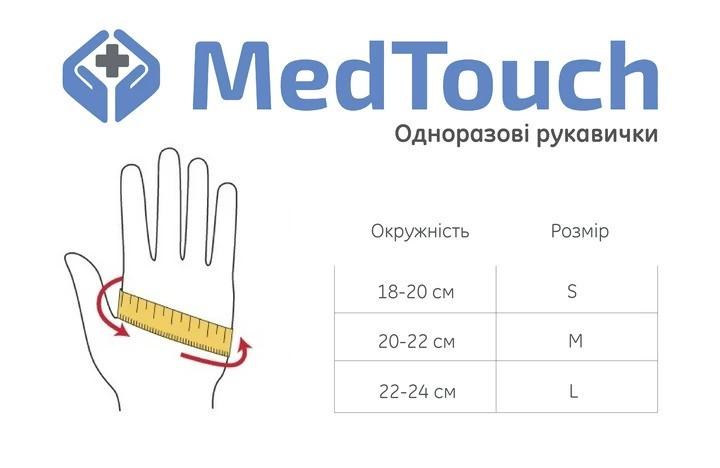 Рукавички нітрилові MedTouch без пудри текстуровані 4 г S 100 шт. Black (9828051) - фото 2