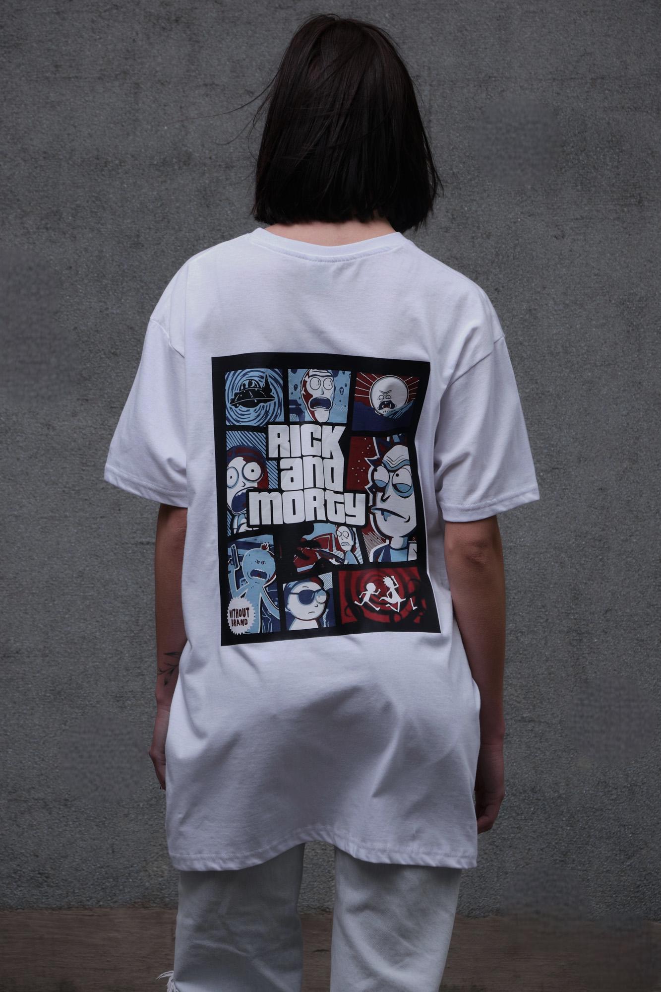 Футболка женская Without Rick and Morty с принтом оверсайз S/M White (S8049265) - фото 3 Футболка женская Without Rick and Morty с принтом оверсайз S/M White (S8049265) - фото 3
