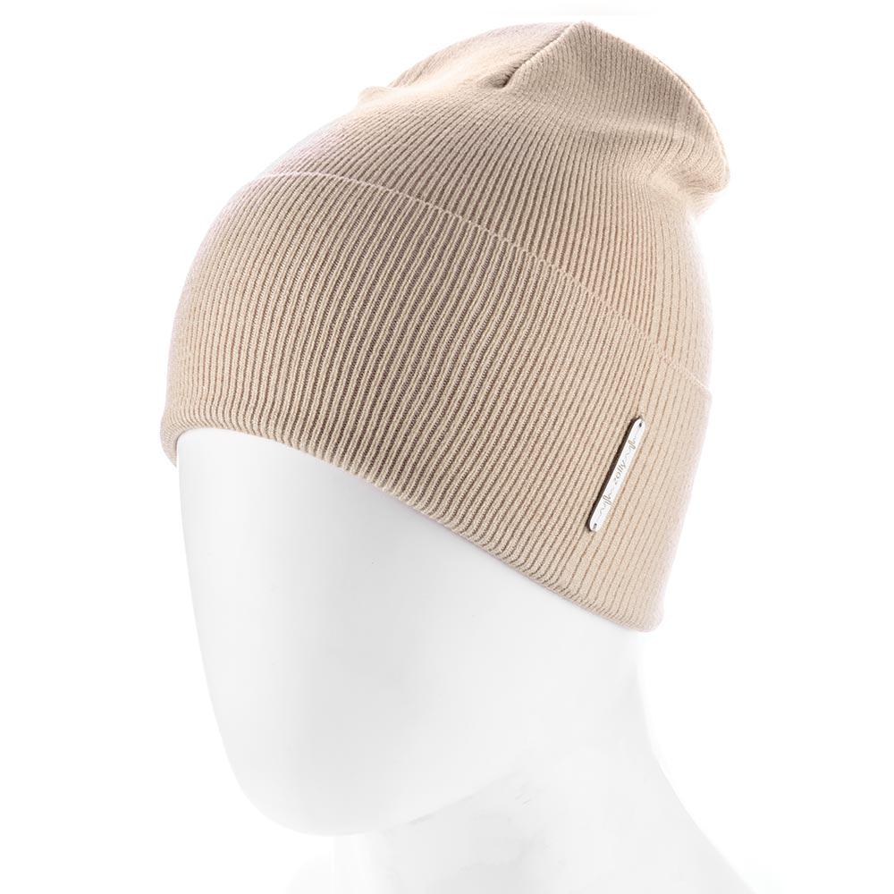 Шапка-бини Zolly ZH251 из вискозы одинарная с отворотом One size Бежевый (147027)