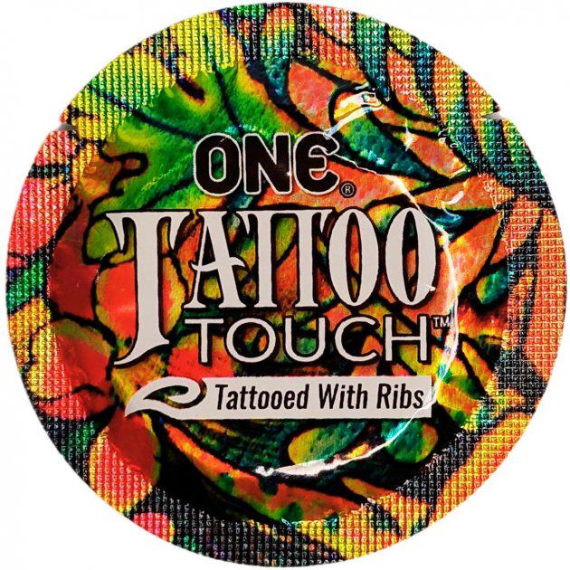 Презерватив One Tattoo Touch з текстурним малюнком Синій (6400229321)