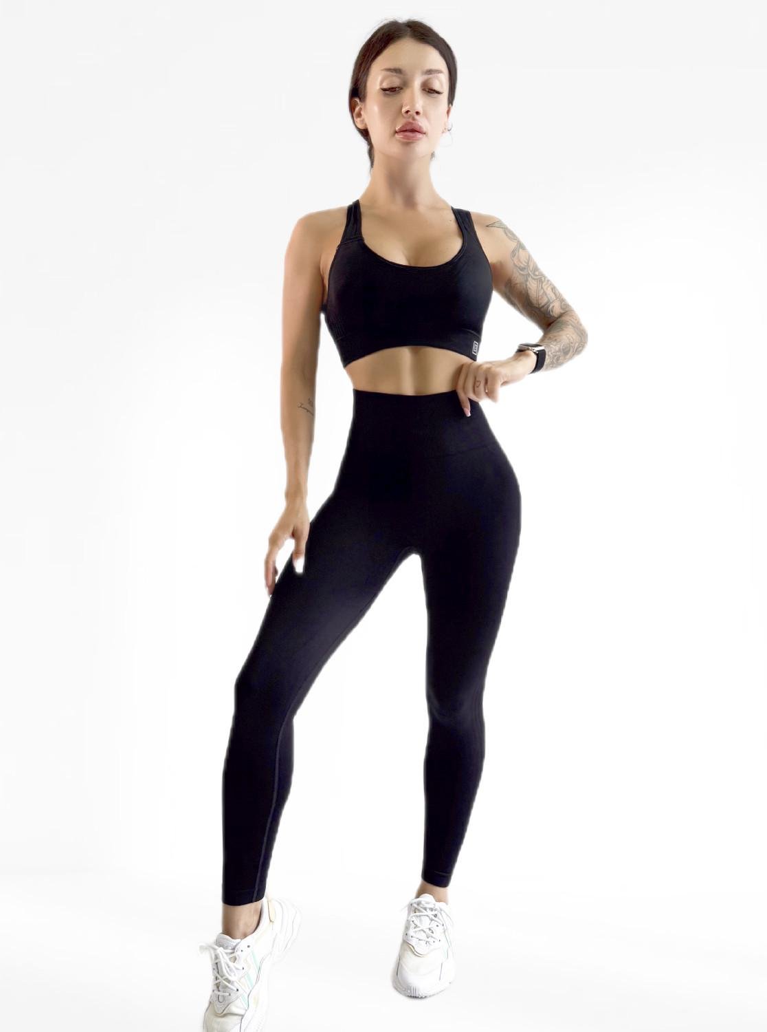 Костюм для фитнеса женский LILAFIT лосины пуш ап/топ L Черный (LFS000152)