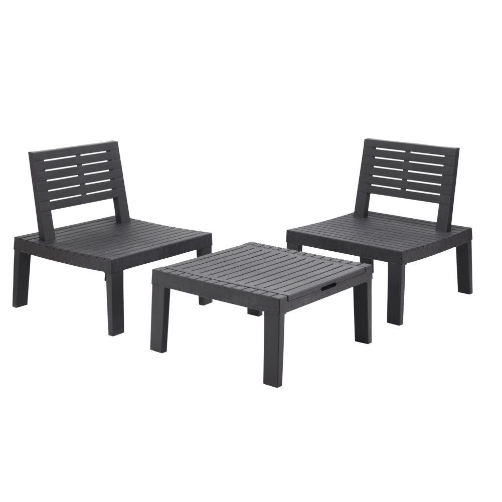 Комплект садовой мебели Progarden DUETTO лежак/2 кресла/столик с подушками 3в1 Черный (10774073) - фото 4