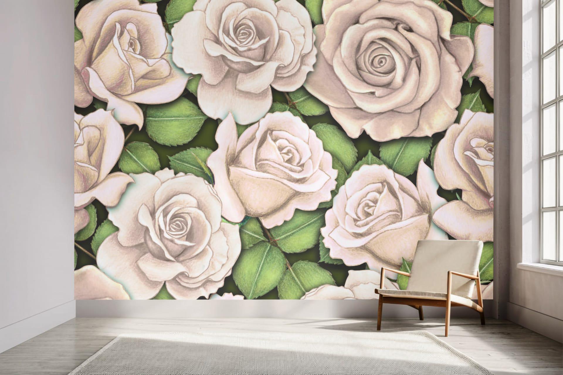 Фотообои флизелиновые Styleo Print-walls Пастельные розы 039 400х250 см (Pw-039/4)