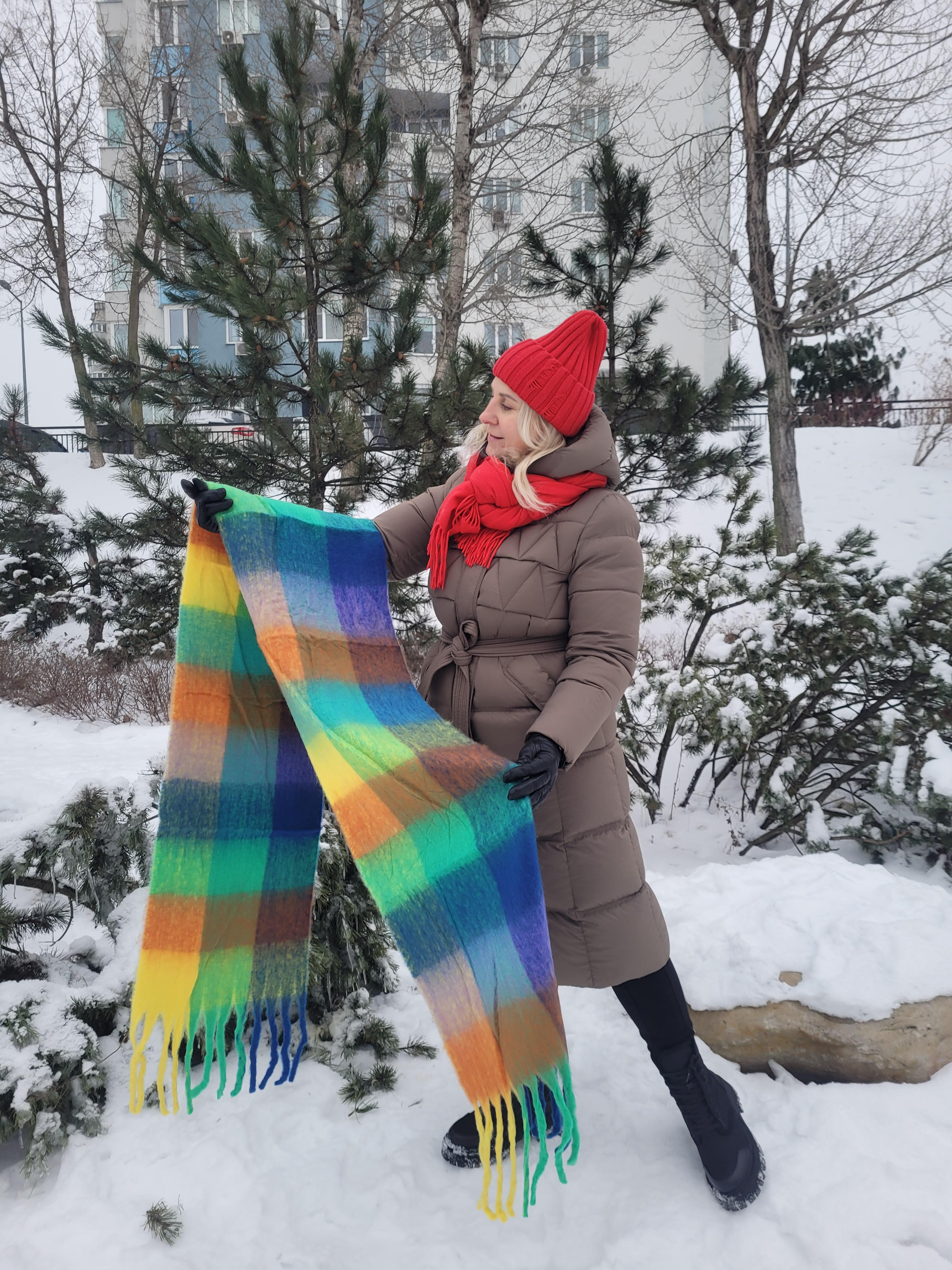 Шарф женский кашемировый Дред клетка бахрома большая 210x35 см Разноцветный (00843/55) Шарф женский кашемировый Дред клетка бахрома большая 210x35 см Разноцветный (00843/55)