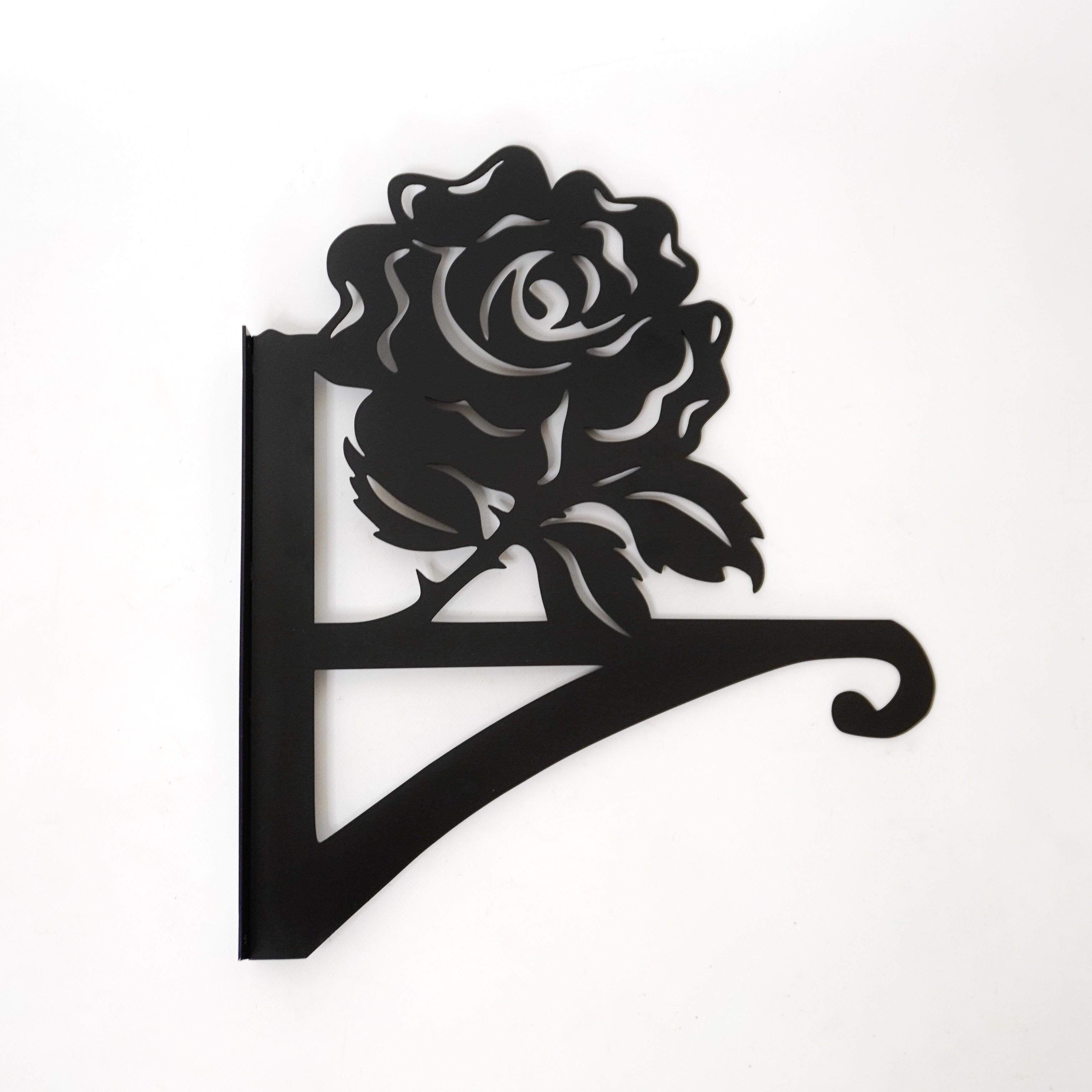 Кронштейн Роза для кашпо с цветами метал Черный (М016)