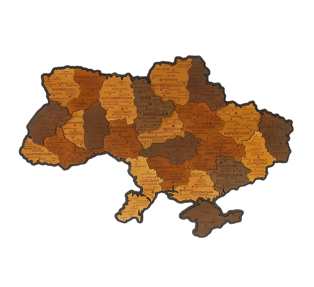 Карта Украины средняя Гранд Презент 12 3D объемная многослойная 92,5х64,6 см