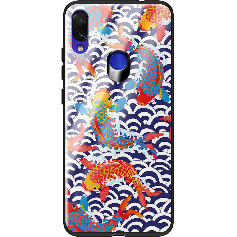 Чехол Boxface Xiaomi Redmi Note 7 Koi Fish Черный силикон со стеклом (36202-up2477-37748)