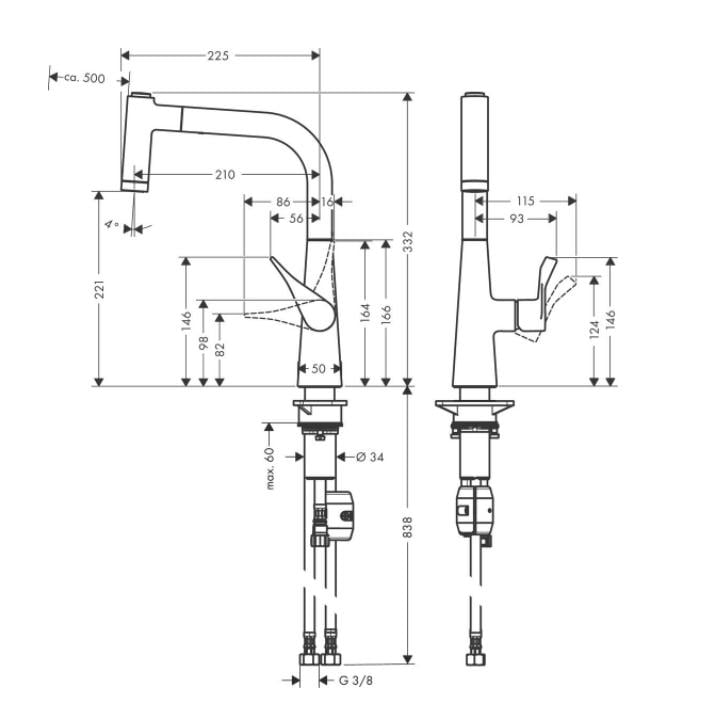 Смеситель для кухни Hansgrohe Metris Select 220 2jet (14834000) - фото 3