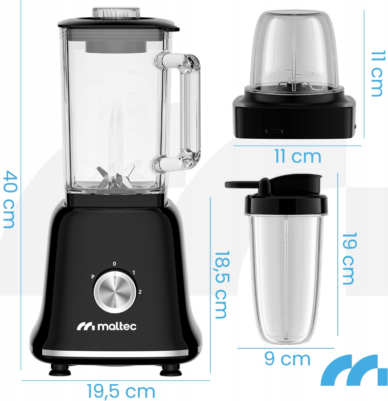 Блендер із чашею Maltec 1,6 л 1800 Вт - фото 2