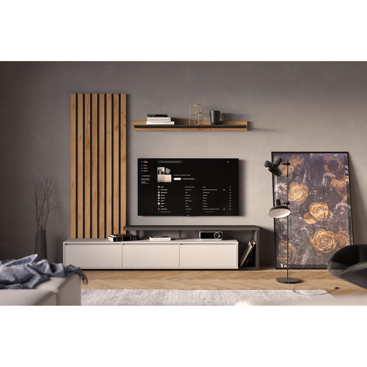 Стінка для вітальні модульна Гербор Клер Німфея Альба/Дуб Ансберг темний (GRB-1906)