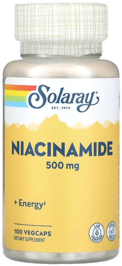 Ниацинамид Витамин В3/Никотинамид Solaray Niacinamide 500 мг 100 капсул