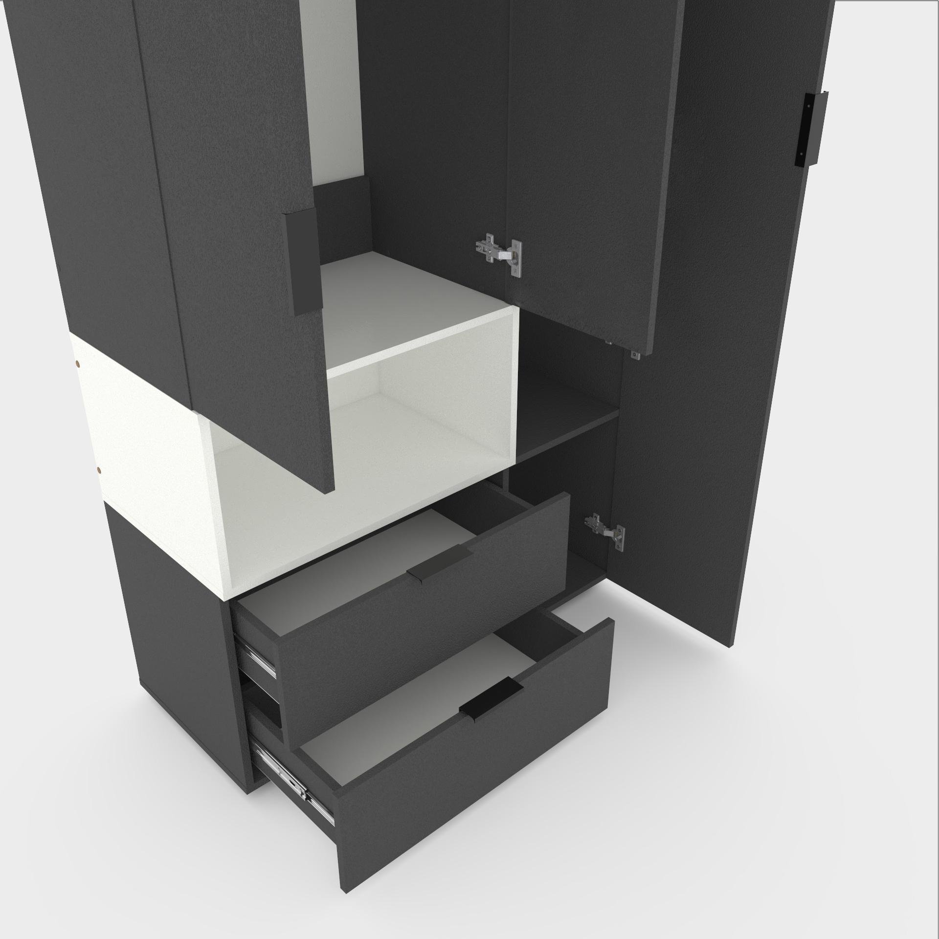 Шкаф Metkas Home A002L ЛДСП 1000x420x2300 мм Антрацитовый/Белый Снег - фото 4