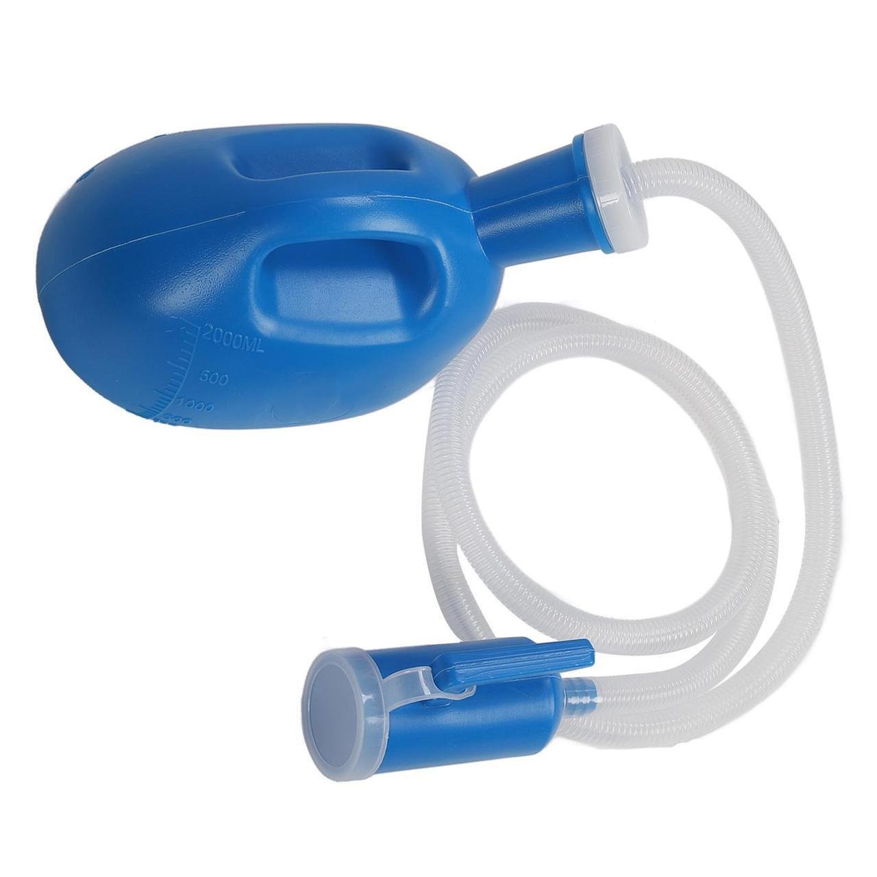 Писсуар мужской большой для лежащих с защитой от протекания на 2000 мл с крышкой Синий (40_035)