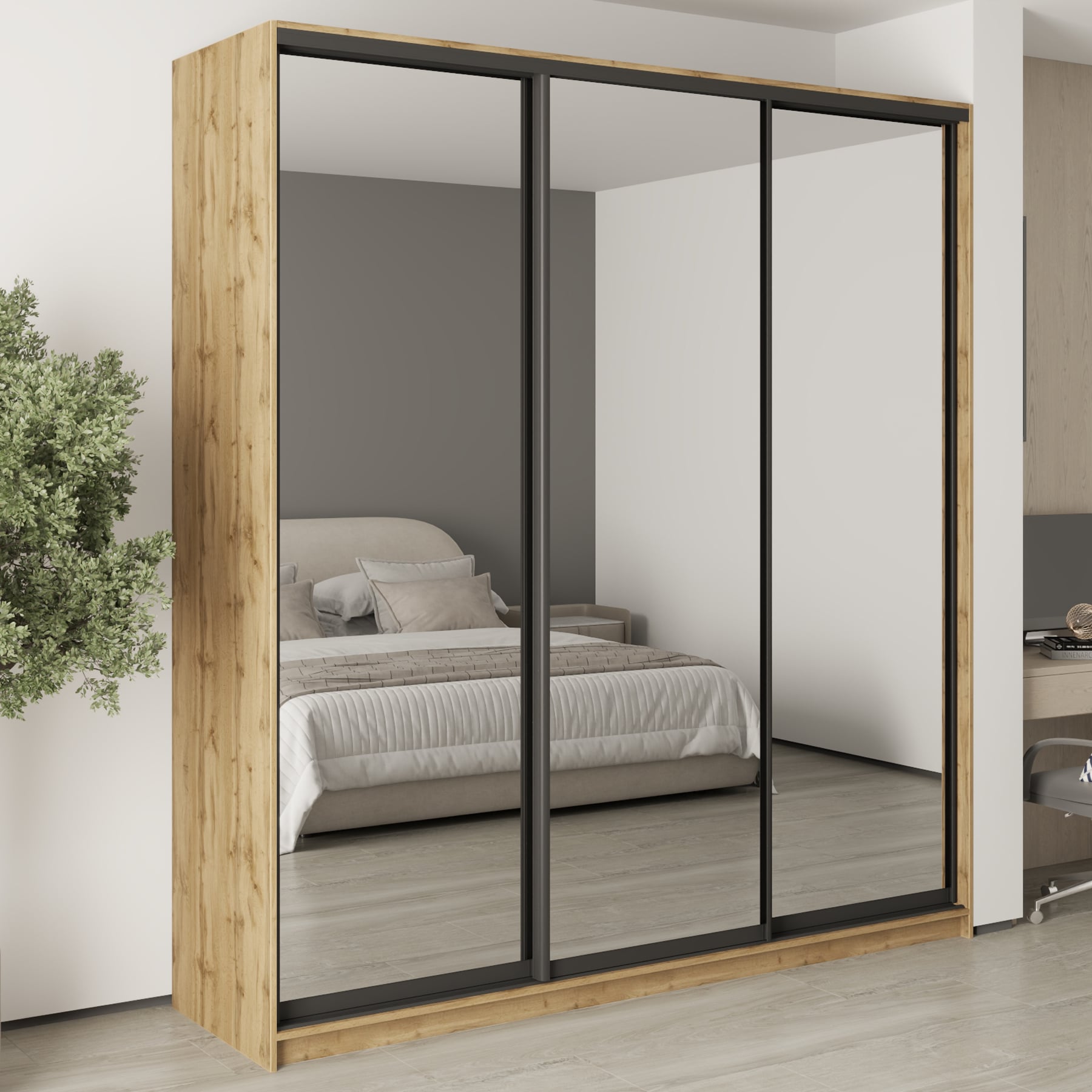 Шафа-купе тридверна Mebel Star Стандарт BG MBS-8866 220х60х240 см Дуб тахо (1008277)