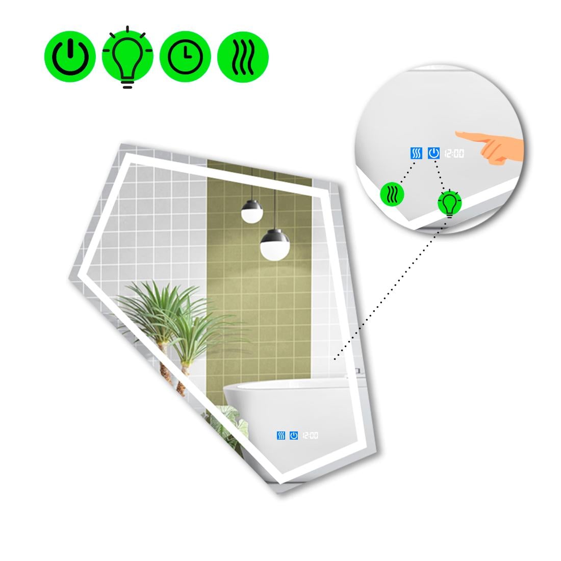 Зеркало с LED подсветкой Modulo 1 с двумя сенсорами 100x85 см (8738240)