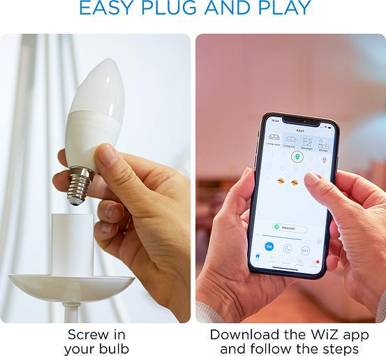 Лампа умная WiZ E14 4,9W 40W 400Lm C37 2700-6500K Wi-Fi (ERC-929002448702) - фото 9