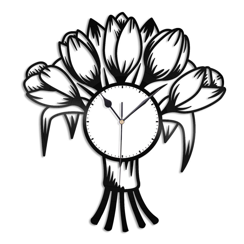 Часы настенные Тюльпаны 1955 из виниловой пластинки