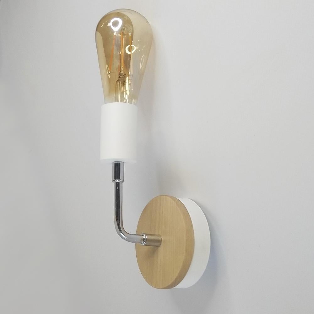 Бра в стиле модерн Wood b-1 с деревянной накладкой Белый