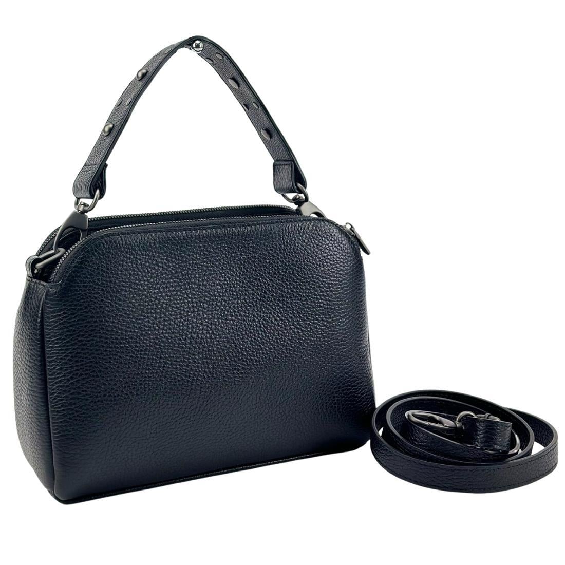 Жіноча сумка Royal Bag CH-0125A-FL на три відділи шкіряна Чорний (7976)
