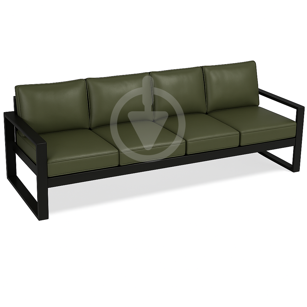 Диван металевий AVVS Бостон лофт з підлокітниками екошкіра 250 см Темно-оливковий