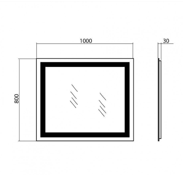 Зеркало с LED подсветкой и механическим выключателем 1000х800 мм (14734499) - фото 2
